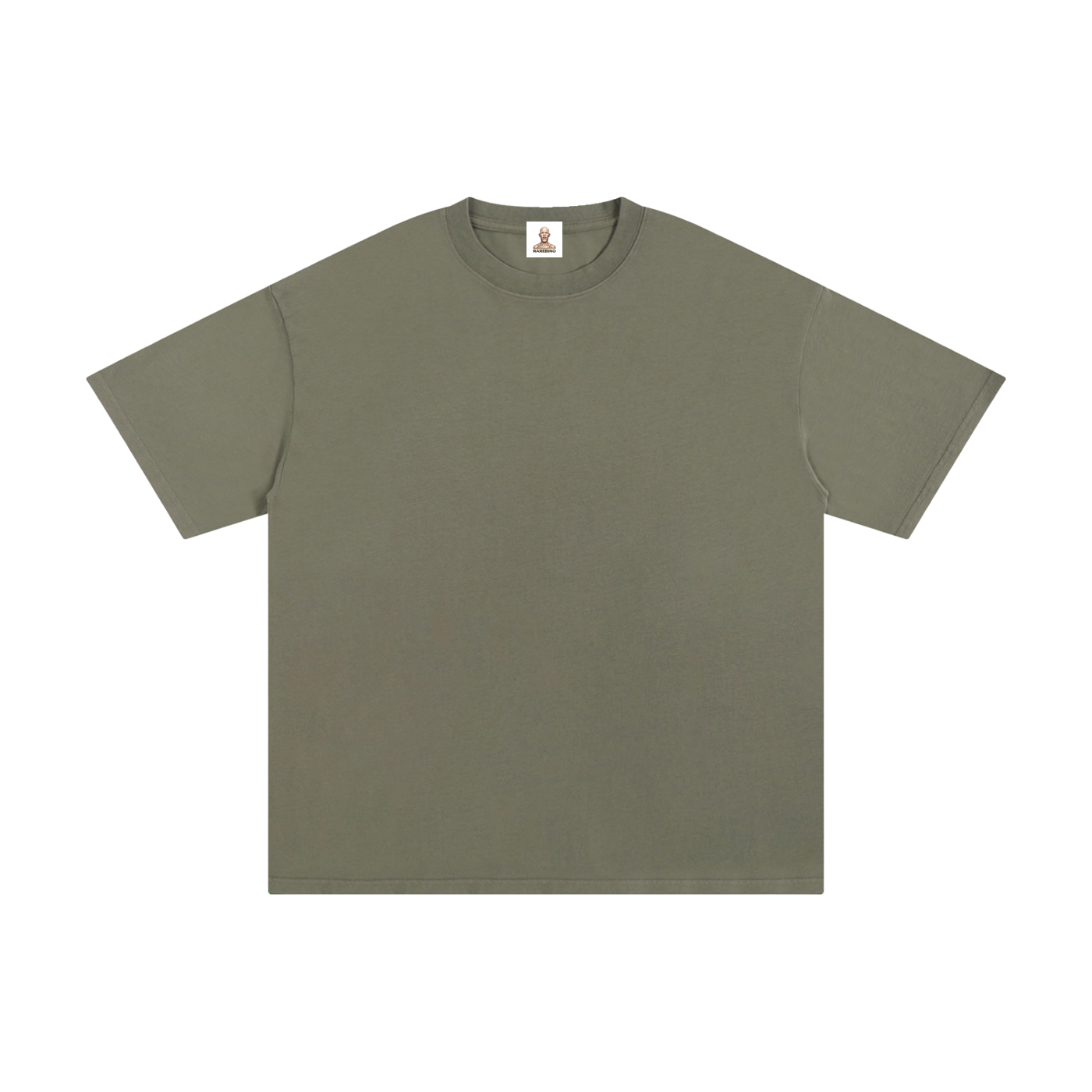 Pure white cotton T-shirt from RAREBINO displayed flat, showcasing soft fabric and classic crew neck design.