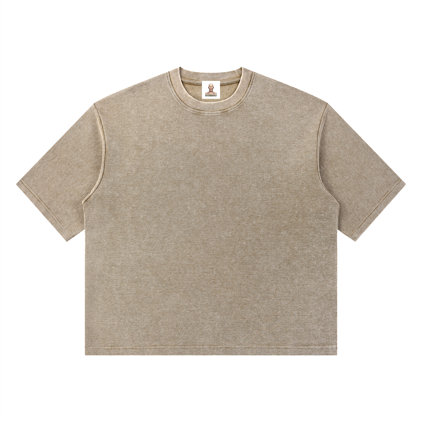 Mineral Wash Waffle Boxy T-Shirt by RAREBINO featuring a textured waffle fabric in a relaxed, boxy fit.