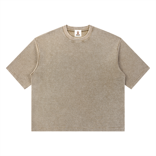 Mineral Wash Waffle Boxy T-Shirt by RAREBINO featuring a textured waffle fabric in a relaxed, boxy fit.