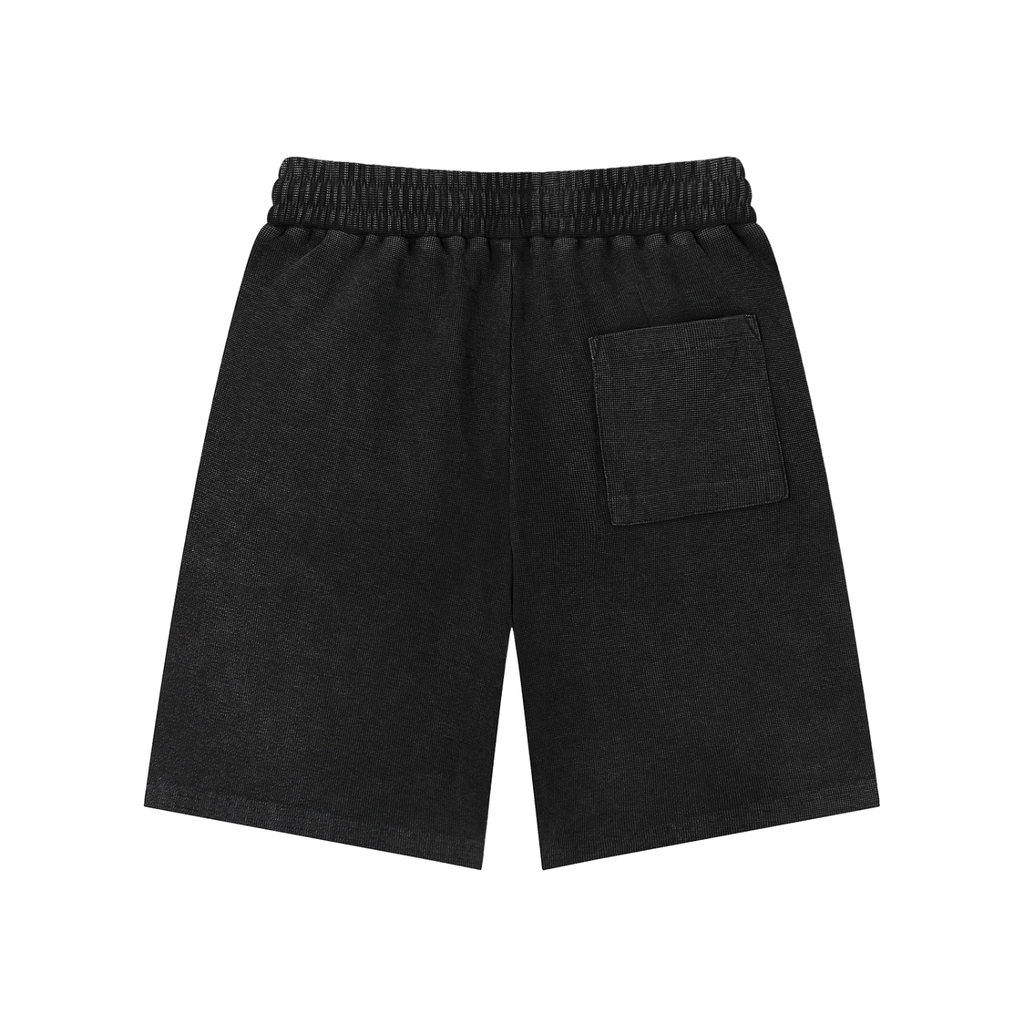 Rarebino mineral wash waffle knit shorts with a relaxed fit and textured fabric, shown in a neutral color.
