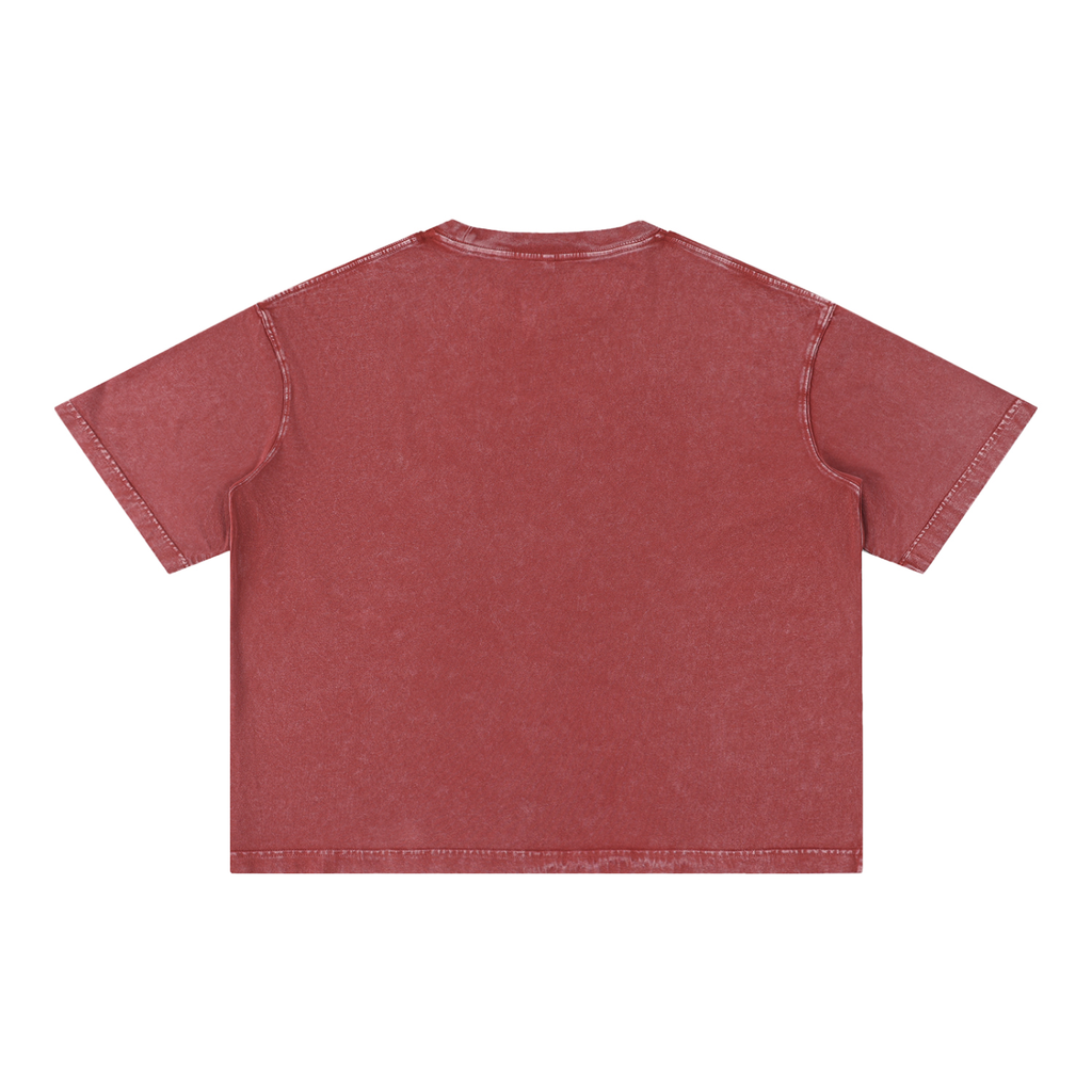 Mineral Wash Boxy Cotton T-Shirt by RAREBINO displaying a relaxed fit, soft mineral-washed fabric, and classic crew neckline.
