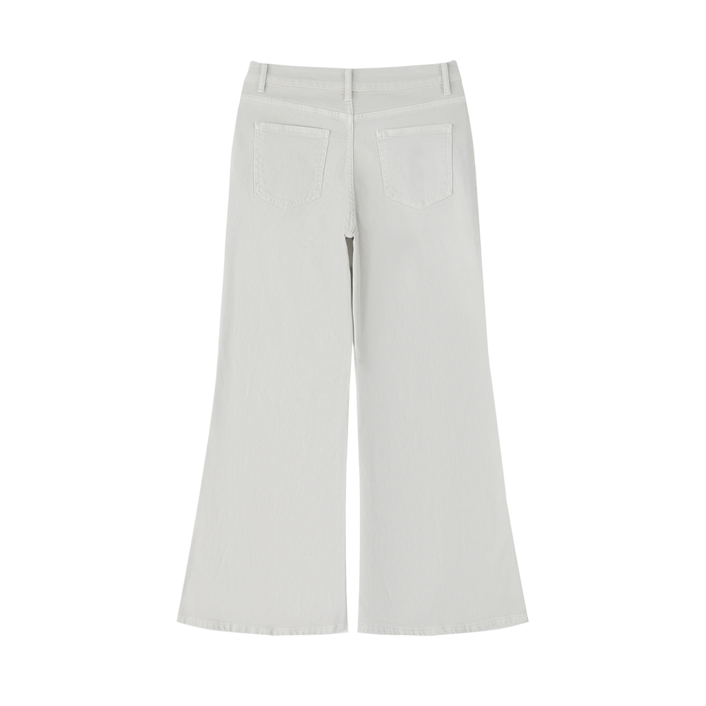 Vintage wash flared leg jeans by RAREBINO, featuring a classic high-waist cut and distressed denim details.