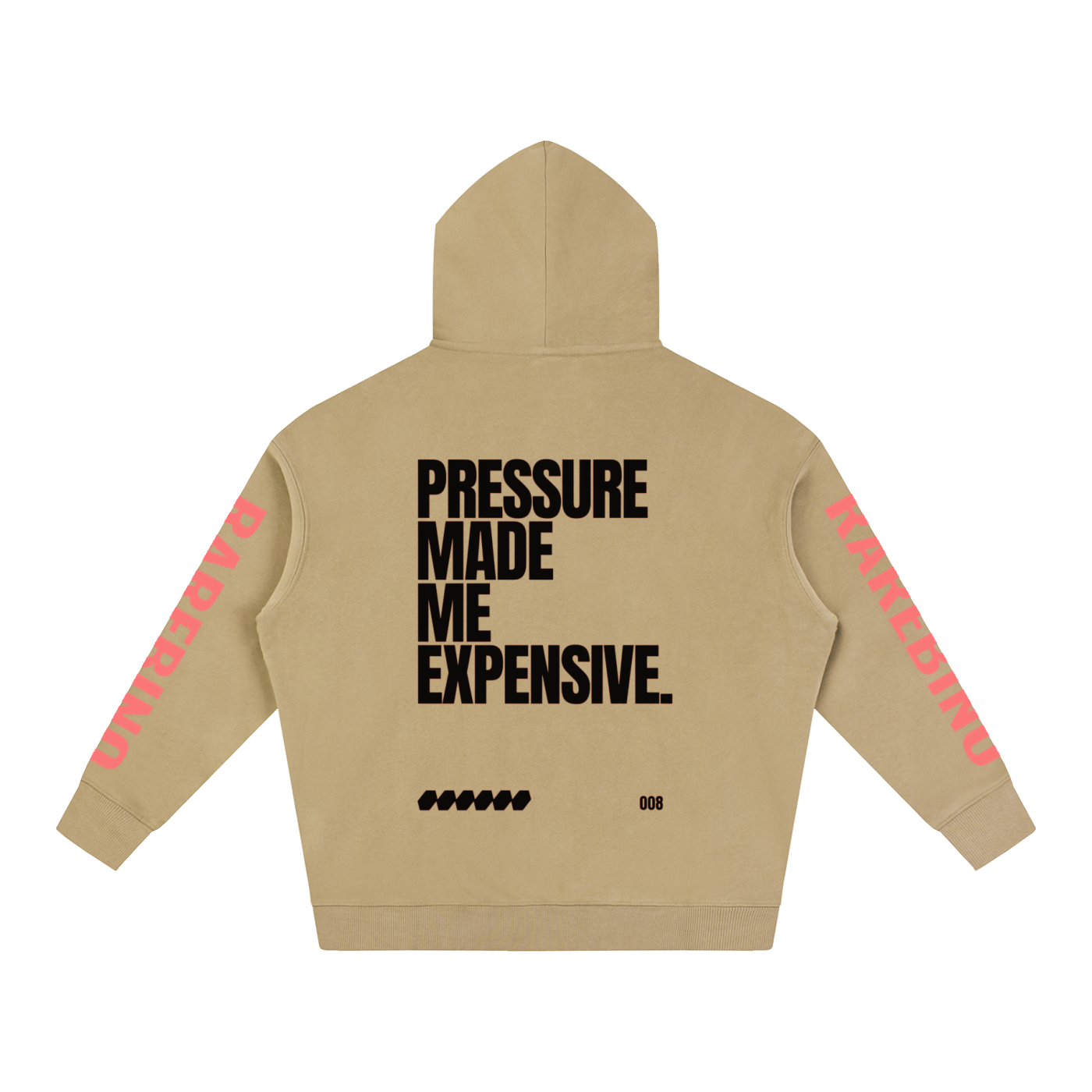 Oversize fleeced hoodie by RAREBINO showing soft fabric, relaxed fit, and hood with drawstrings on a neutral background.