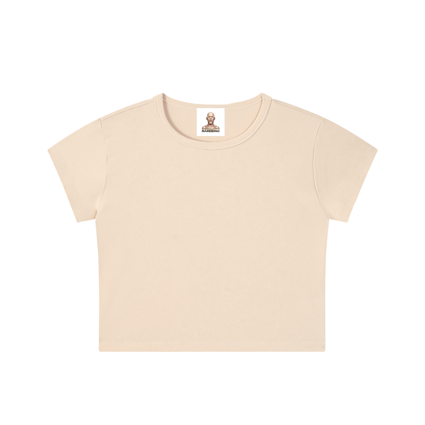 Snow Washed Crop Top by RAREBINO, showing a light blue, distressed denim style crop top with a relaxed fit and raw hem detail.