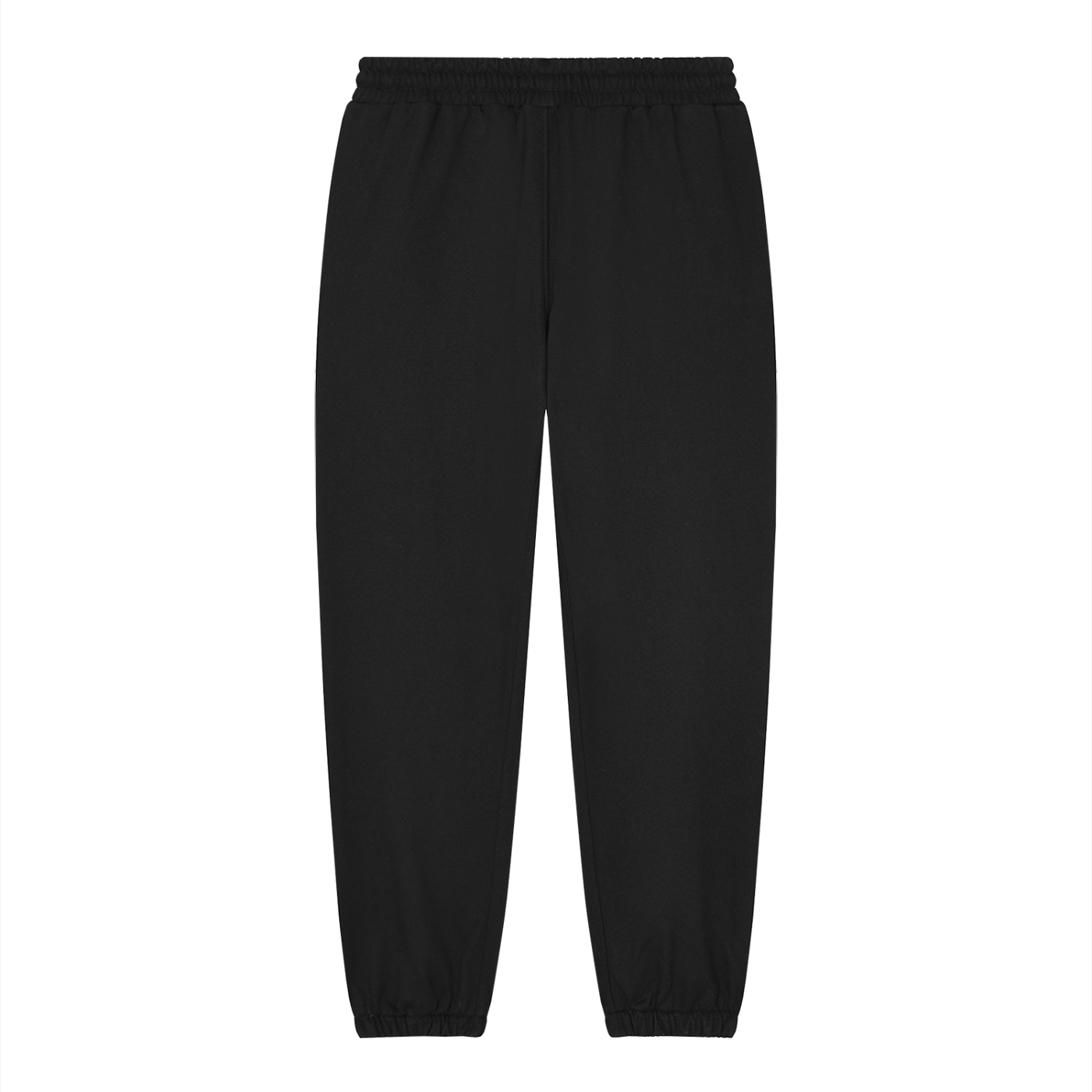 Rarebino loose fit tapered joggers in black, showing relaxed fit with elastic waistband and tapered leg design.