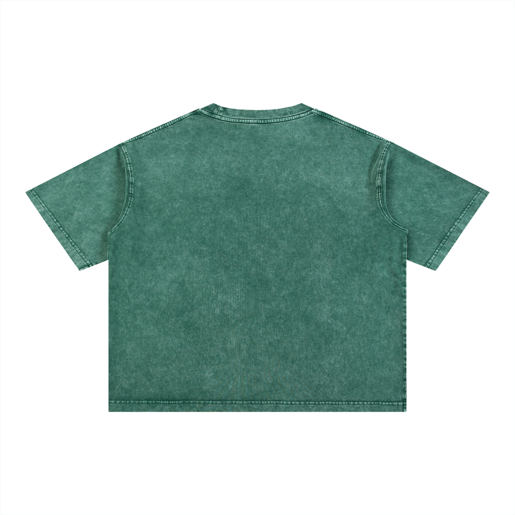 Mineral Wash Boxy Cotton T-Shirt by RAREBINO featuring a relaxed fit and soft, stone-washed fabric on a plain background.