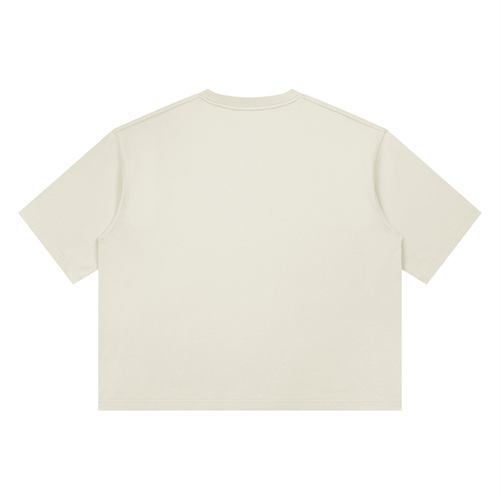 Black heavyweight boxy T-shirt by RAREBINO, featuring a relaxed fit and simple crew neckline.