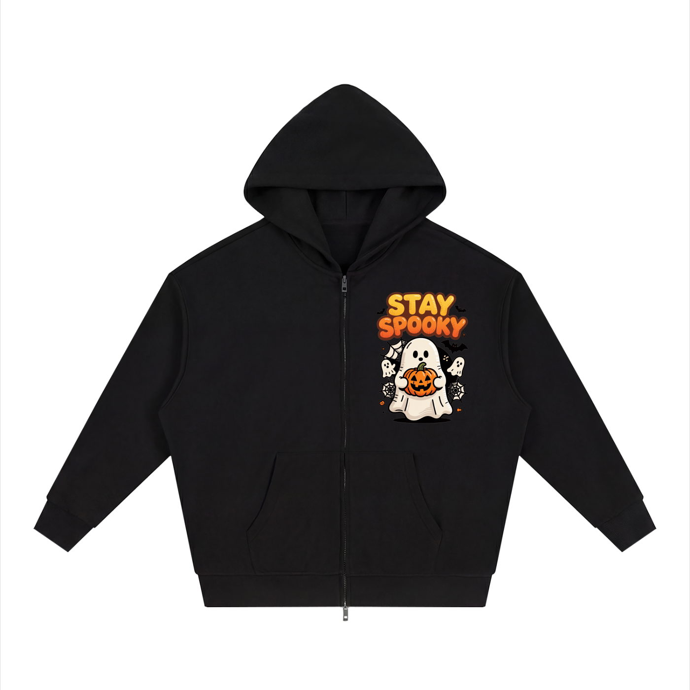 RAREBINO loose solid full zip hoodie in a neutral color, featuring a front zipper and casual fit for comfortable wear.