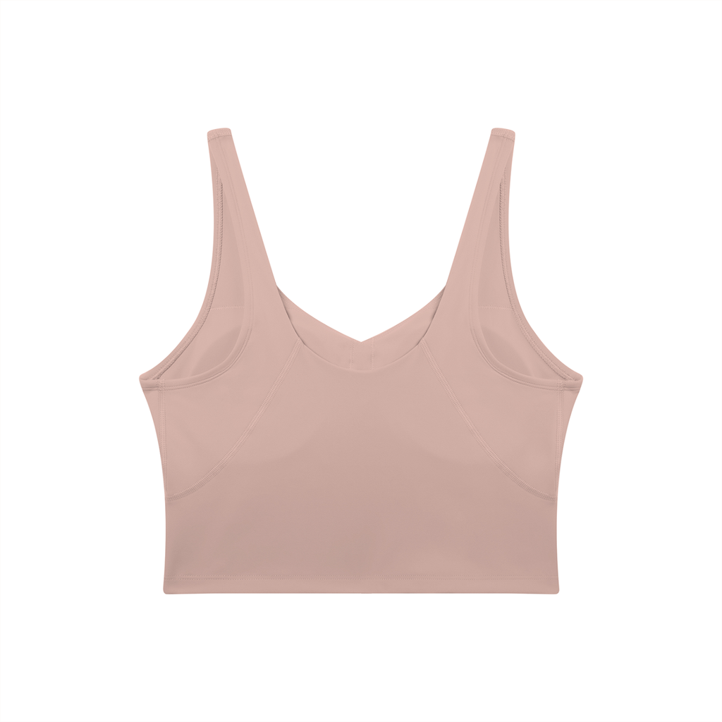 V-Neck RAREBINO Yoga Sports Bra in black, showing its supportive design and comfortable fit for active wear.