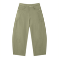 Men's ODMPOD barrel leg pants in neutral fabric, featuring a relaxed fit and tapered leg design, casual streetwear style.
