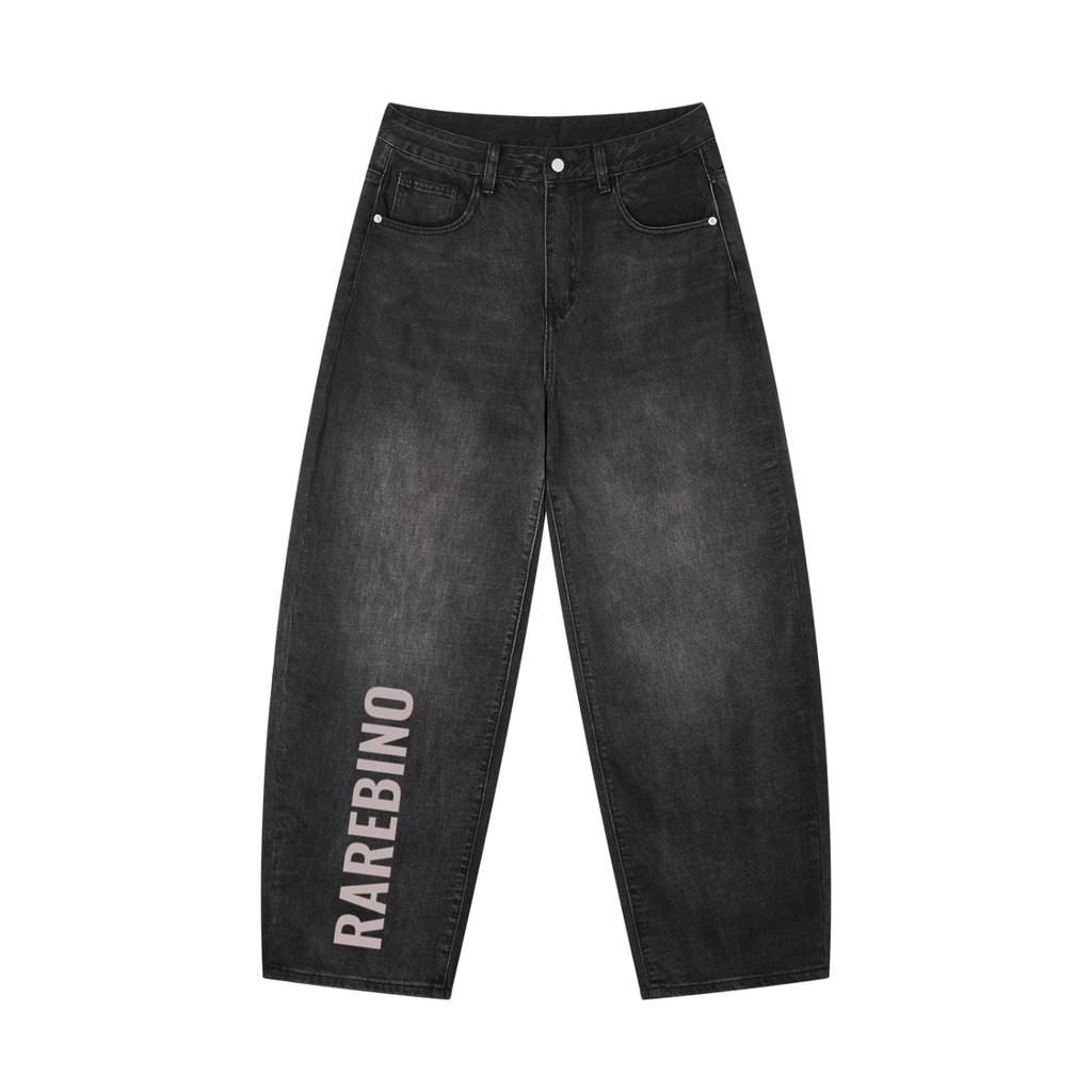 Sunfade Vintage Wash Barrel Leg Jeans by RAREBINO showing distressed denim fabric and relaxed fit with vintage styling