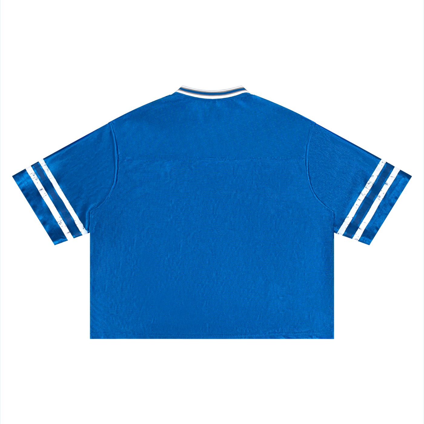 Boxy striped RAREBINO soccer jersey with bold horizontal black and white stripes, short sleeves, and classic crew neck.