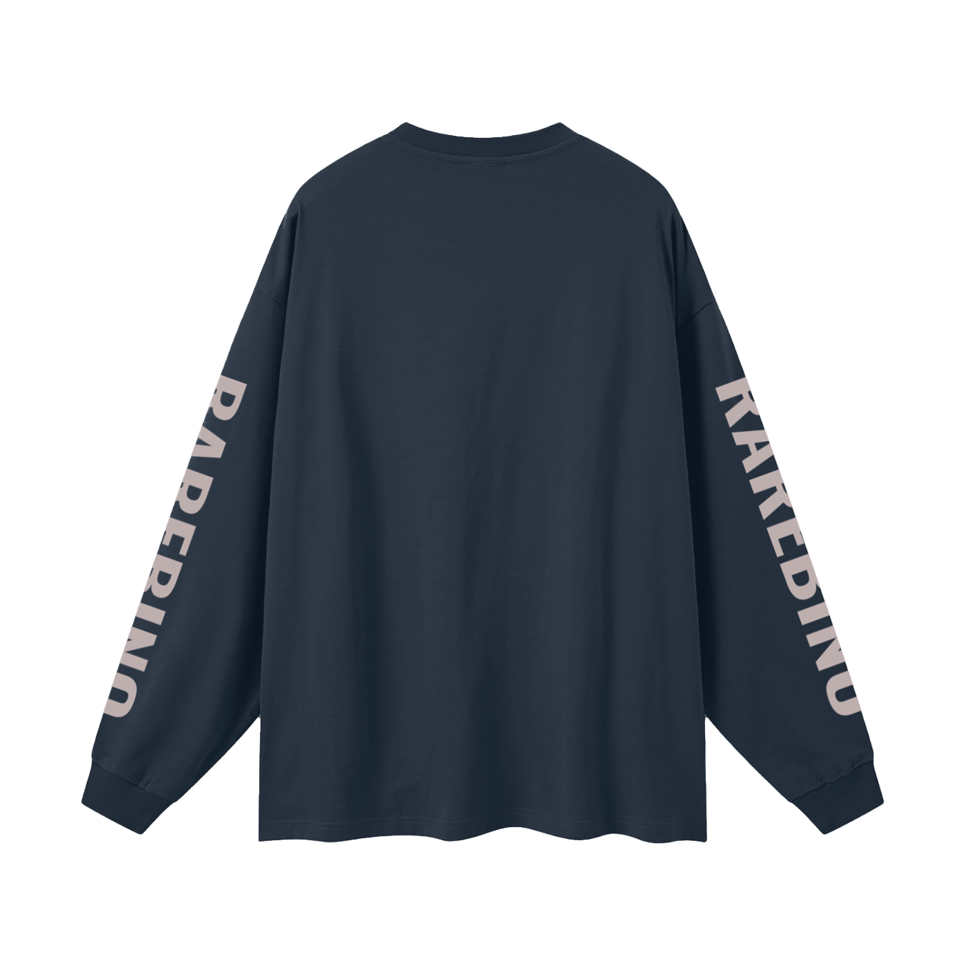 Oversized long sleeve T-shirt by RAREBINO displayed on a hanger, featuring a relaxed fit and soft fabric in a casual style.