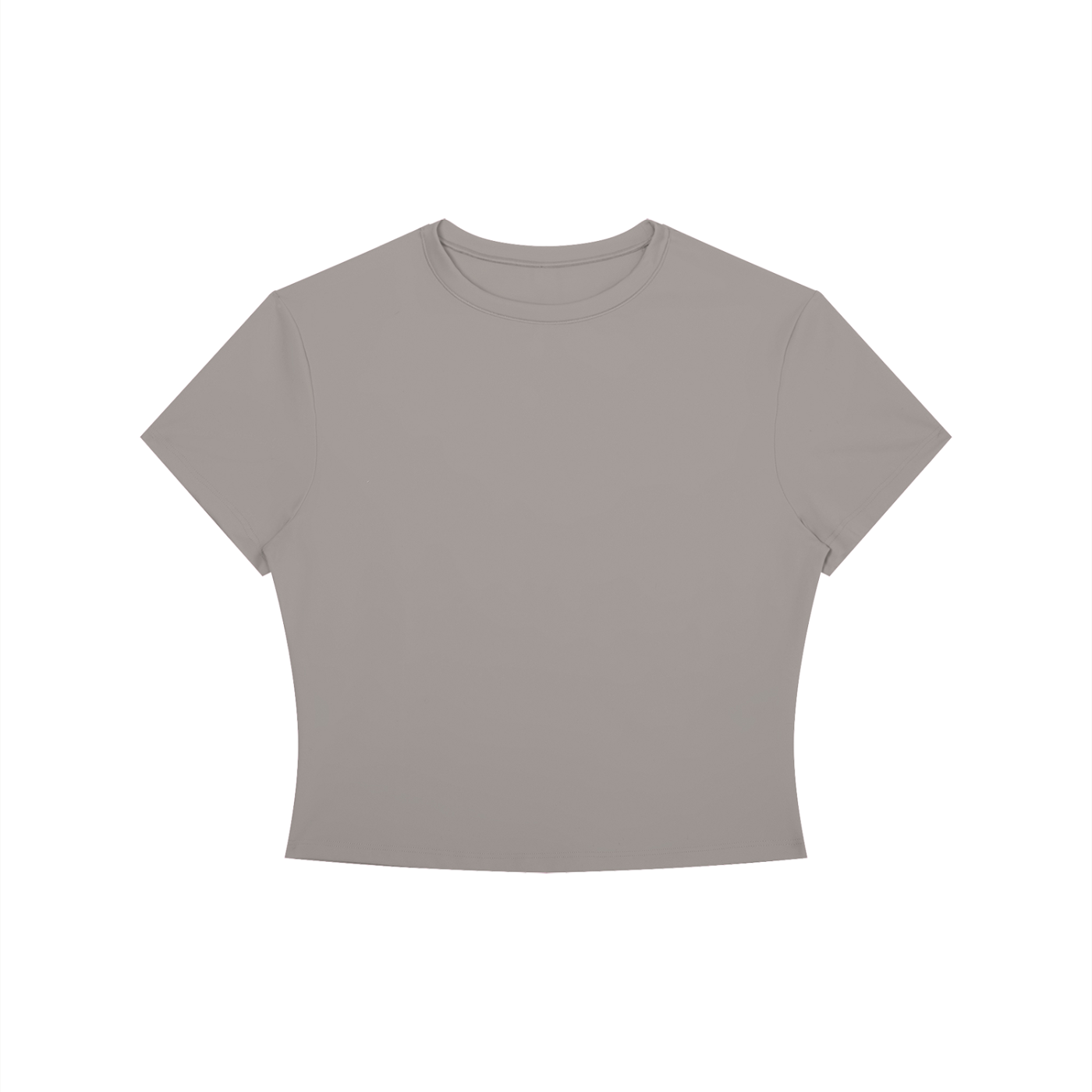 Black crewneck crop t-shirt by RAREBINO featuring a fitted design and short sleeves, displayed on a white background.