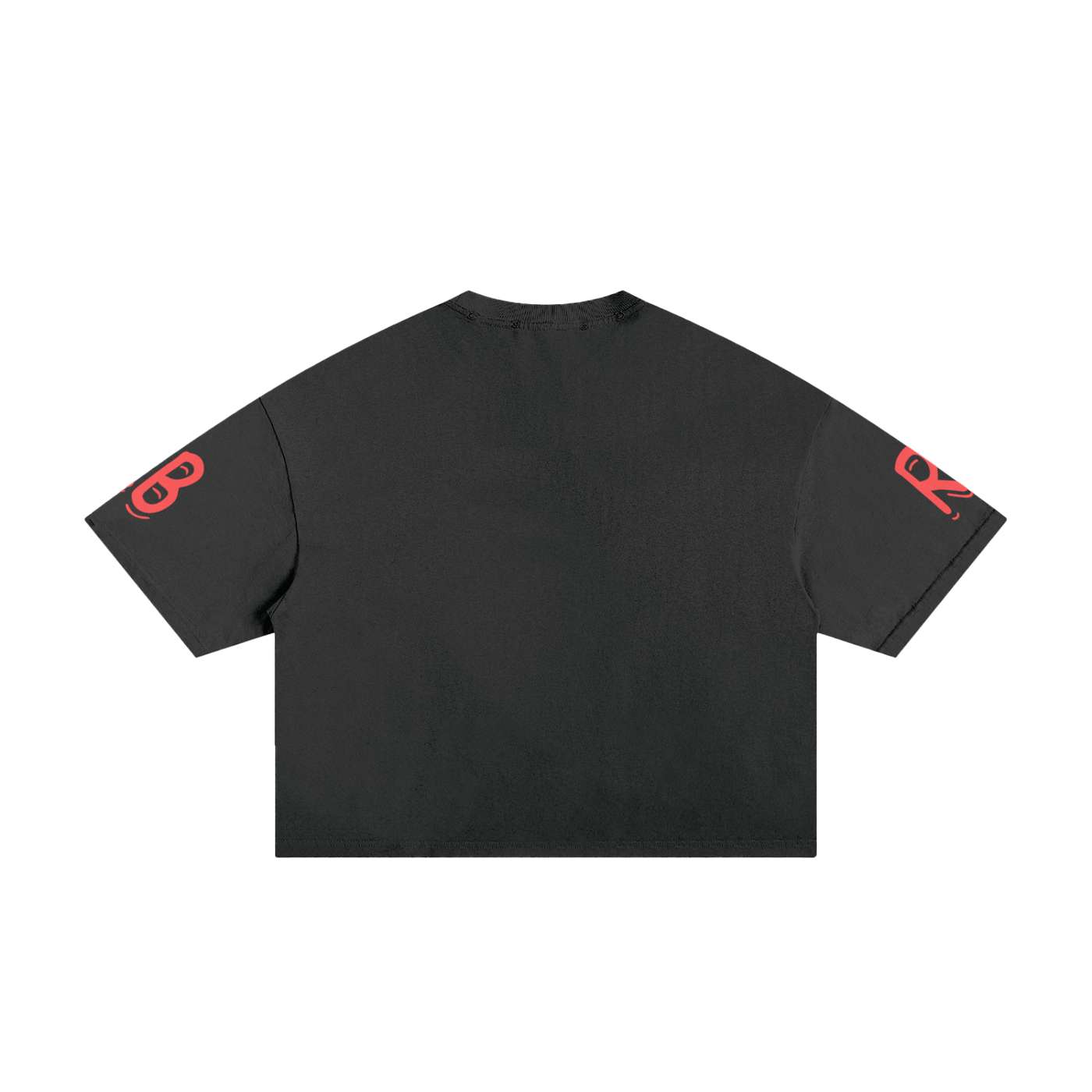 Black classic frayed boxy tee by RAREBINO, featuring a relaxed fit and distressed hem, casual streetwear style.