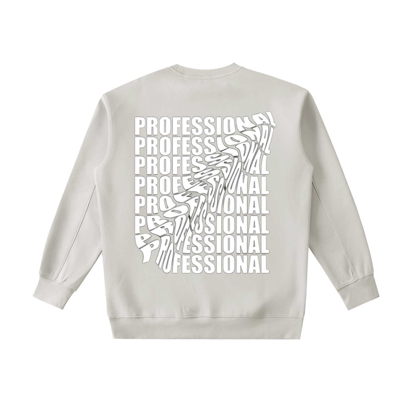 RaREBINO Essential Heavyweight Crewneck Sweatshirt in gray, showing a close-up of the soft, thick fabric and classic fit.