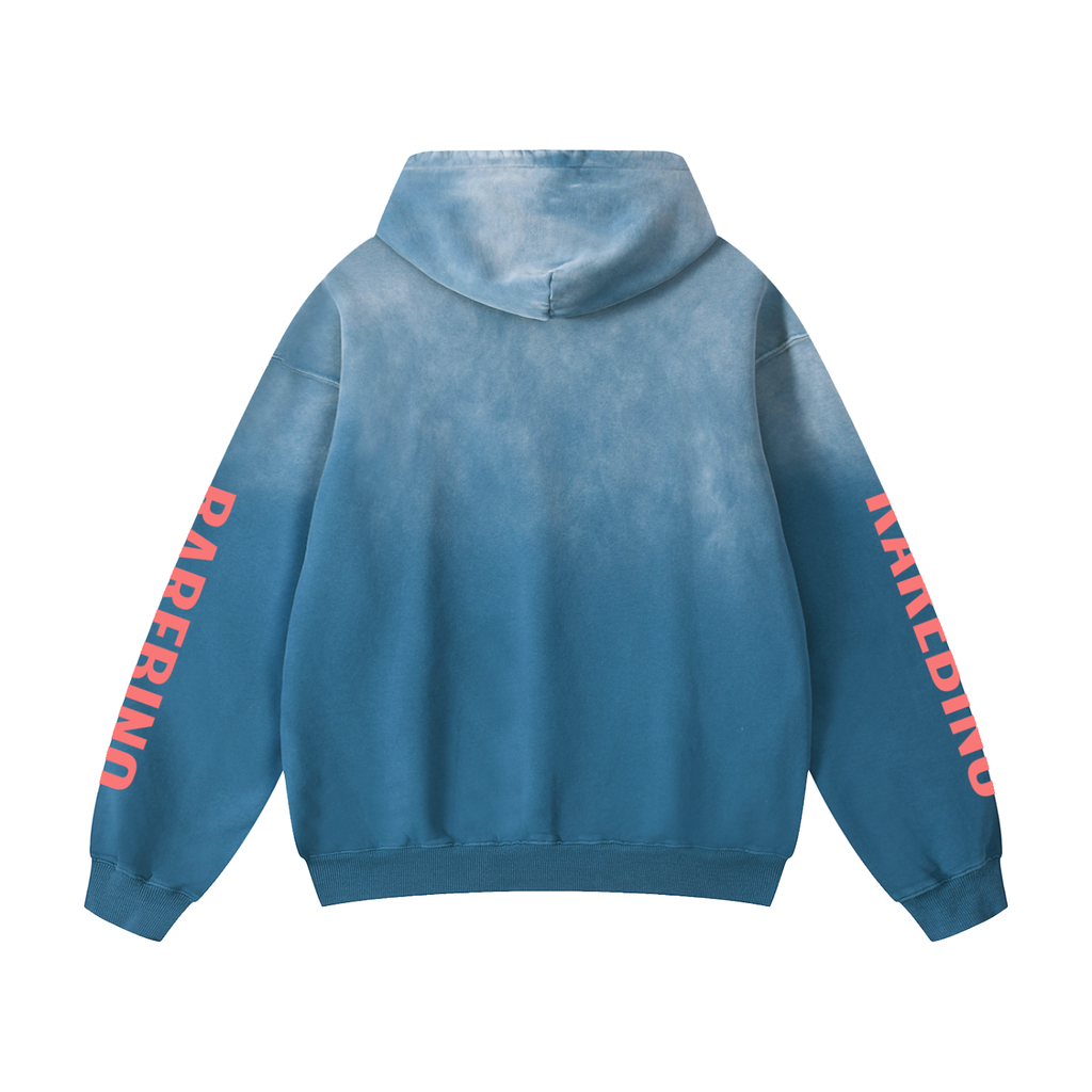 Rarebino heavyweight sunfade oversized hoodie in a relaxed fit with a faded sun-inspired design, front pocket, and drawstring hood.
