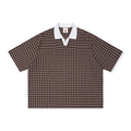 Boxy plaid color block polo shirt by RAREBINO featuring a stylish design with bold color blocks and a classic polo collar.