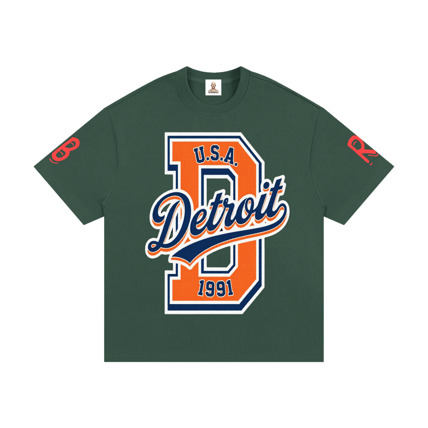 Rarebino Essential heavyweight cotton T-shirt, front view showing classic fit and soft, durable fabric in natural color.