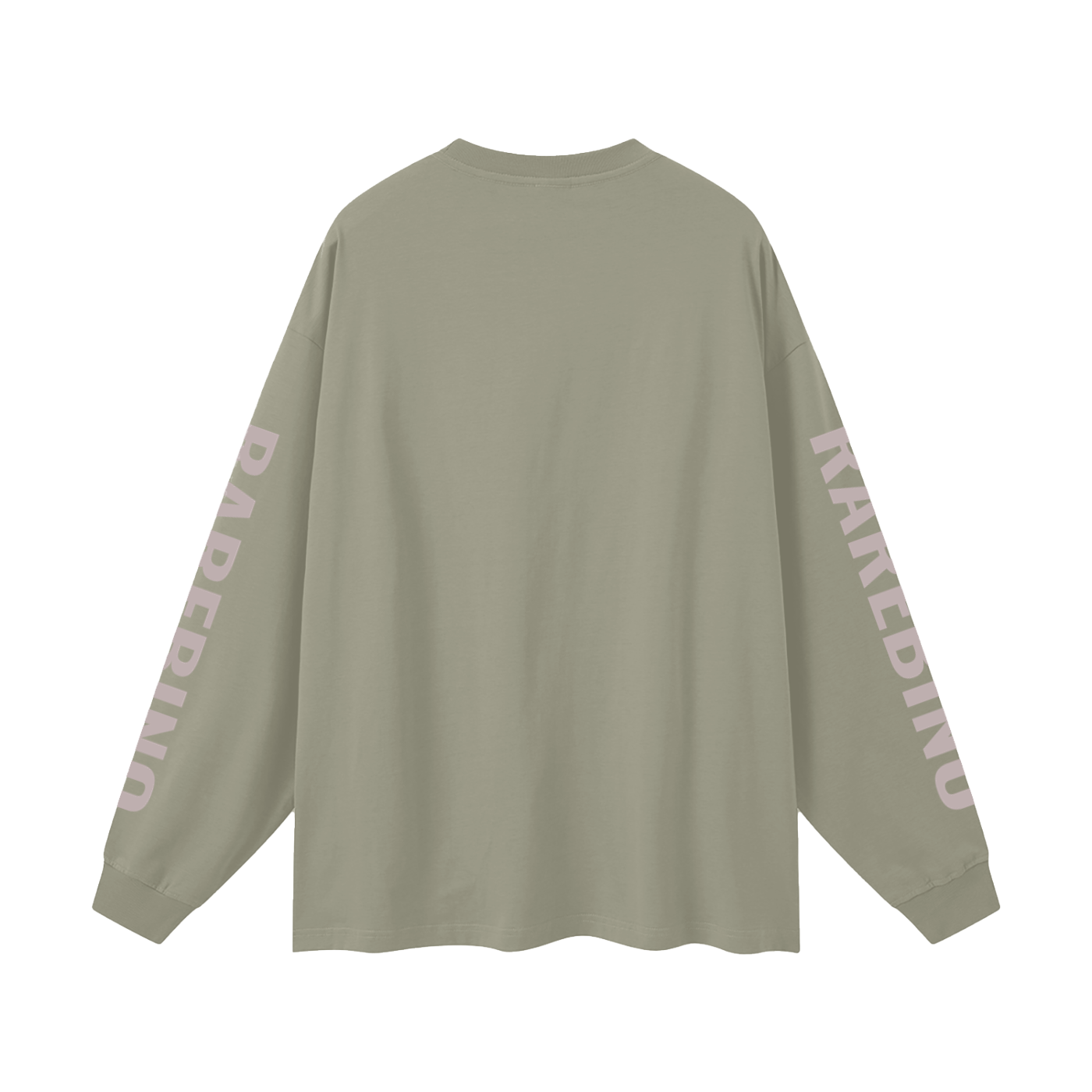Oversized long sleeve T-shirt by RAREBINO, light fabric, relaxed fit, with a simple design, shown on a hanger.