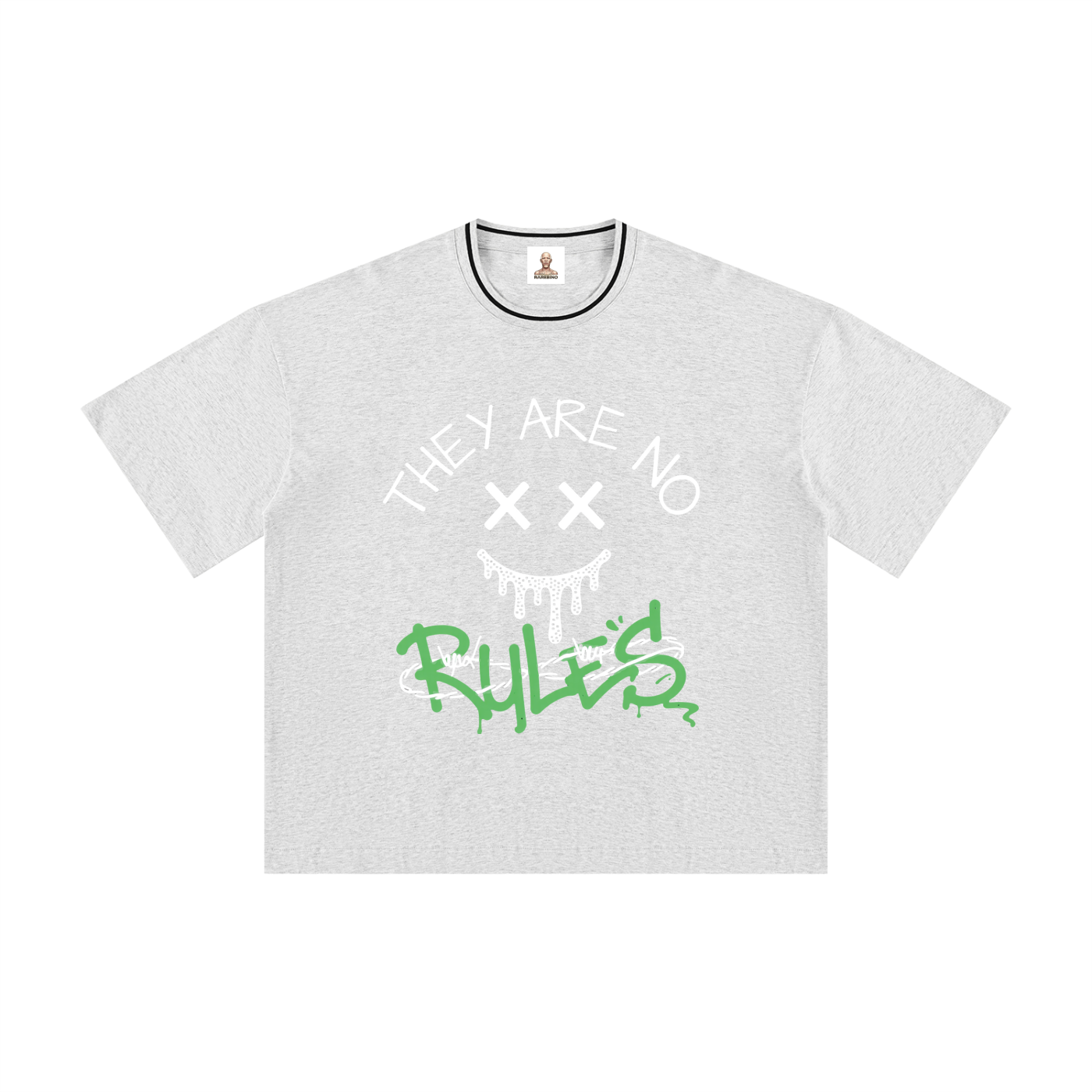 Rarebino boxy ribbed T-shirt in neutral color, featuring a relaxed fit and textured ribbed fabric.