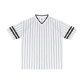 Striped loose V-neck T-shirt by RAREBINO with a relaxed fit and casual style, featuring horizontal black and white stripes.