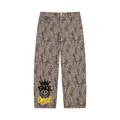 Vintage wash leopard print wide-leg jeans by ODMPOD, featuring a relaxed fit and stylish leopard pattern.