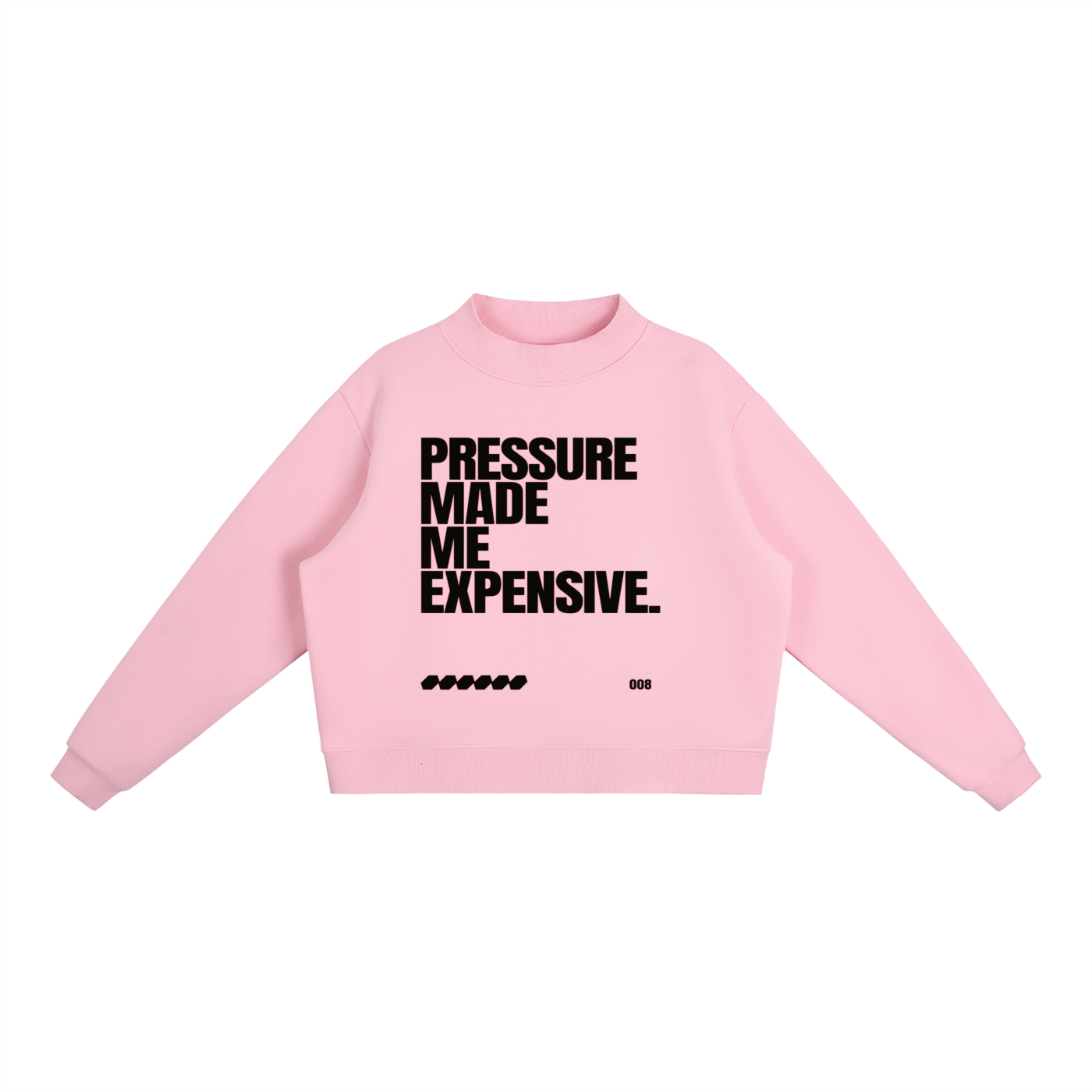 Rarebino essential fleece mock-neck crew sweatshirt in soft fabric, shown in a neutral color with ribbed cuffs and neckline.