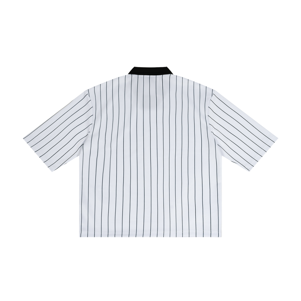 RAREBINO pinstripe collared soccer jersey featuring a classic design with team-inspired colors and a comfortable fit.