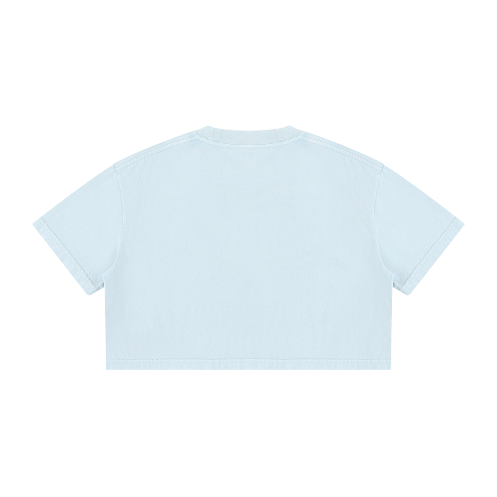 Rarebino mineral wash cotton crop T-shirt showing a relaxed fit and faded wash finish on soft cotton fabric.