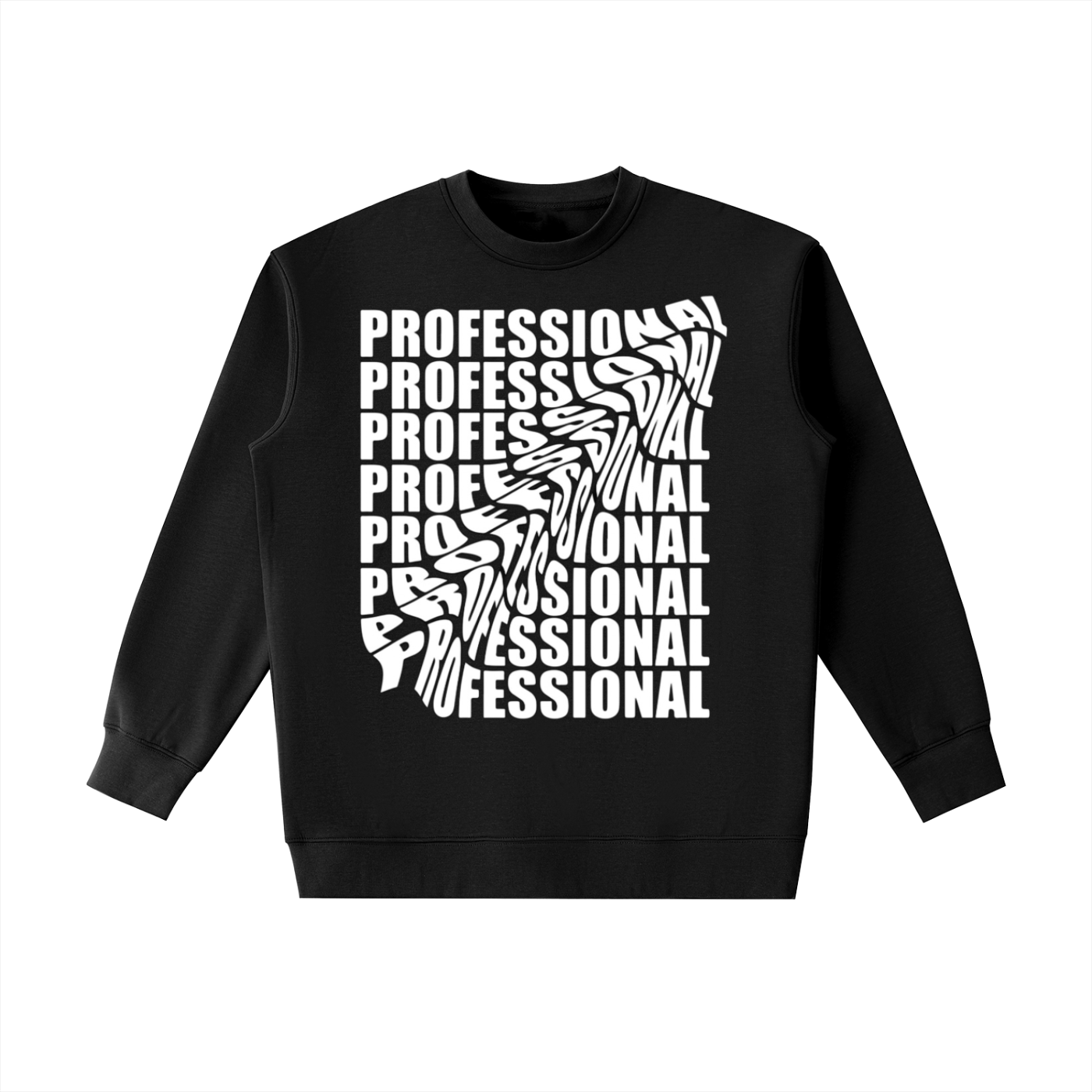 Black RAREBINO Essential Heavyweight Crewneck Sweatshirt with ribbed cuffs and collar, displayed on a plain background.