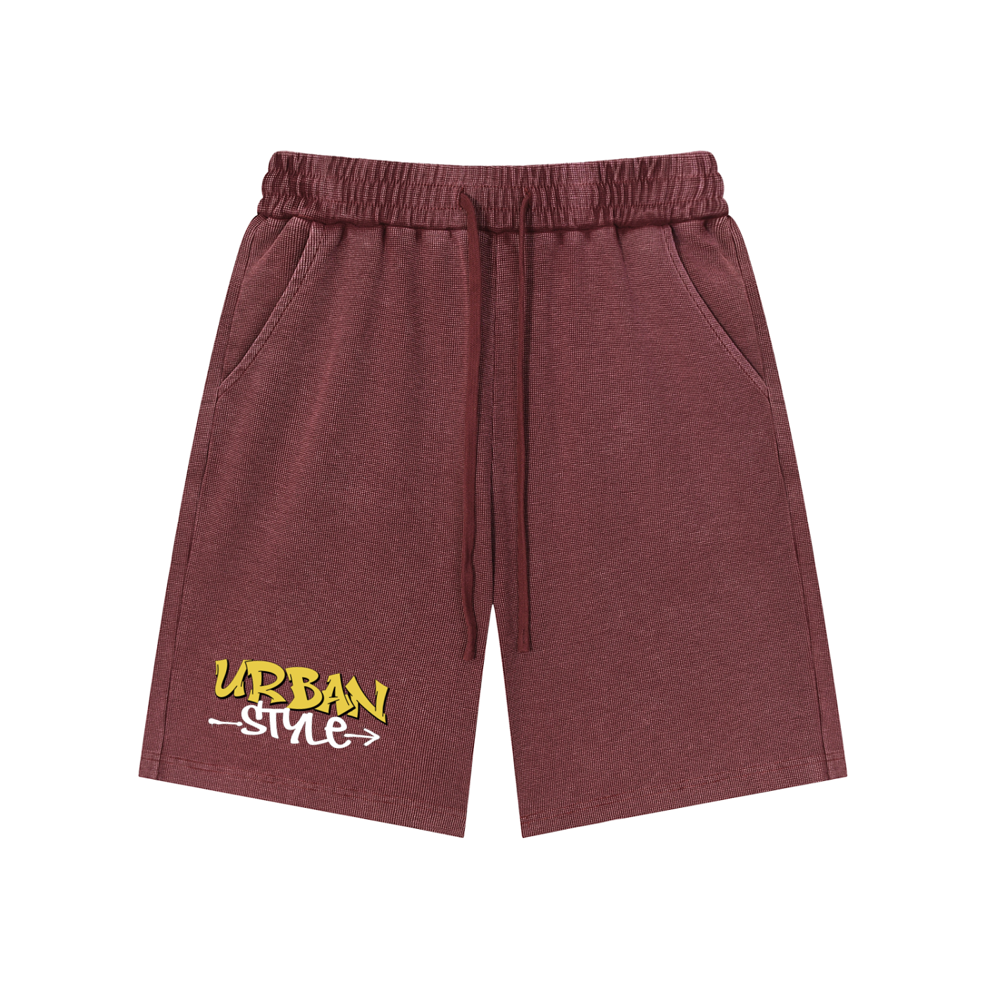 Mineral Wash Waffle Knit Shorts by RAREBINO featuring a soft, textured fabric and relaxed fit in a stylish casual design