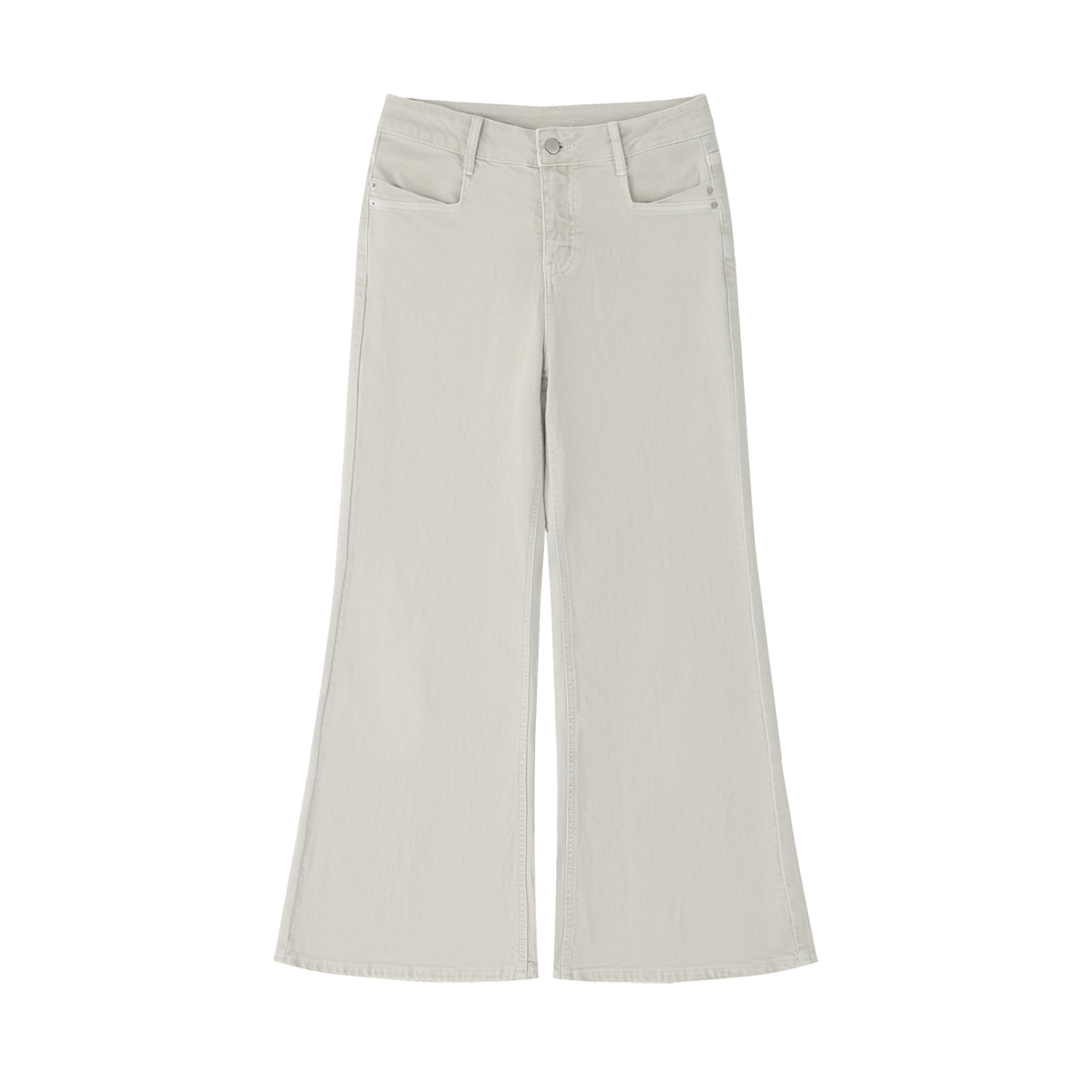 Vintage Wash Flared Leg Jeans by RAREBINO with high-rise fit and classic denim look, displayed folded on a neutral background.