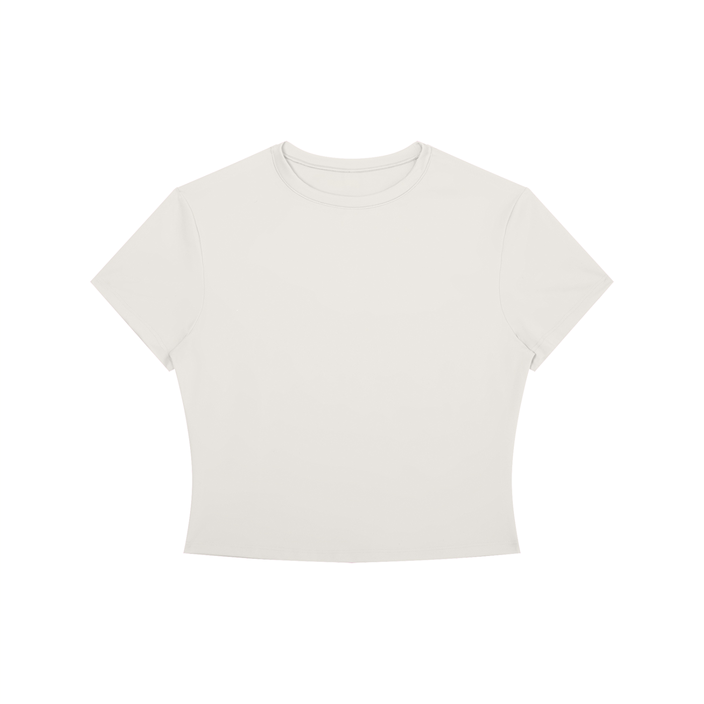 Black crewneck crop T-shirt by RAREBINO, featuring a fitted design and short sleeves, shown laid flat.