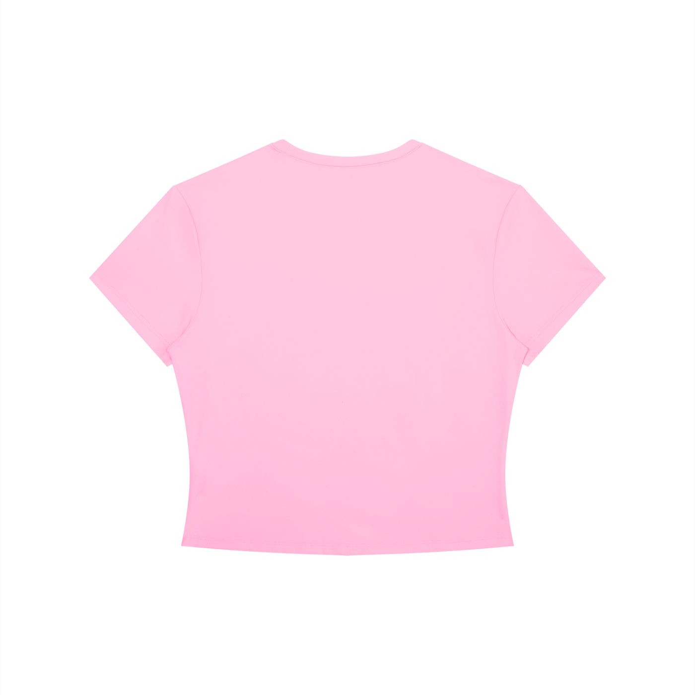 Black crewneck crop t-shirt by RAREBINO, featuring a relaxed fit and short sleeves, displayed on a hanger.