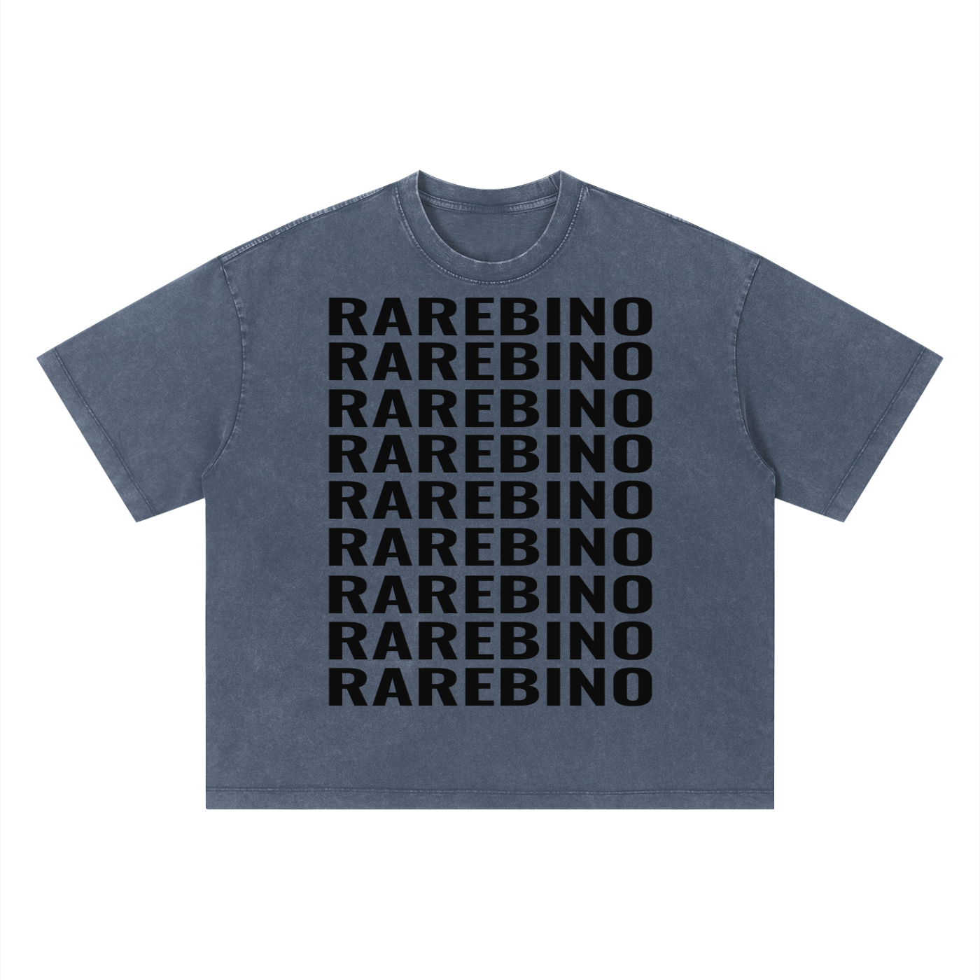 Vintage wash boxy T-shirt by RAREBINO featuring a relaxed fit and soft fabric, displayed on a hanger against a neutral background.
