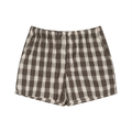 Rarebino plaid shorts featuring a stylish checkered pattern in neutral tones, perfect for casual summer wear.