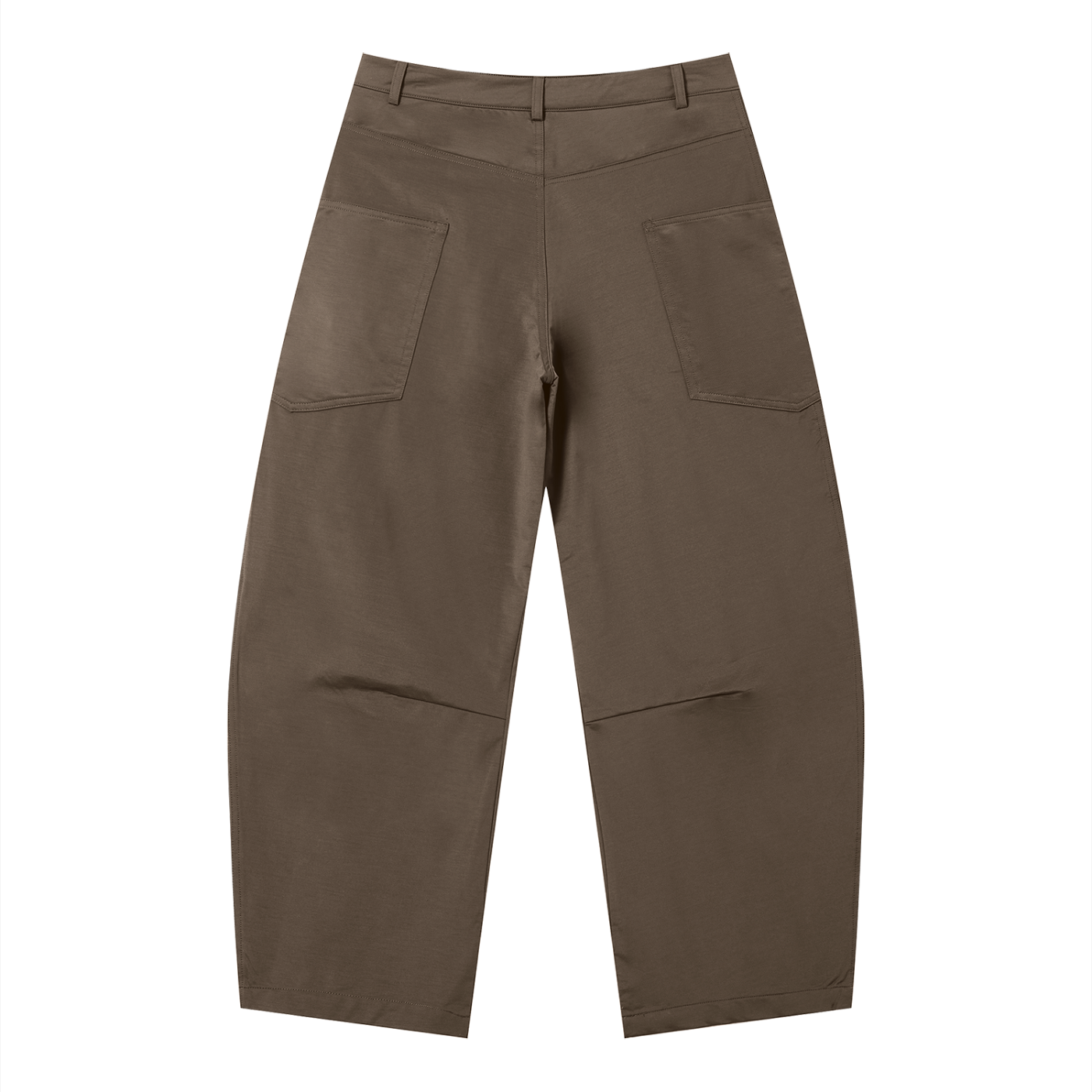 Men's ODMPOD barrel leg pants in dark denim, featuring a relaxed fit and stylish design with front pockets and belt loops.