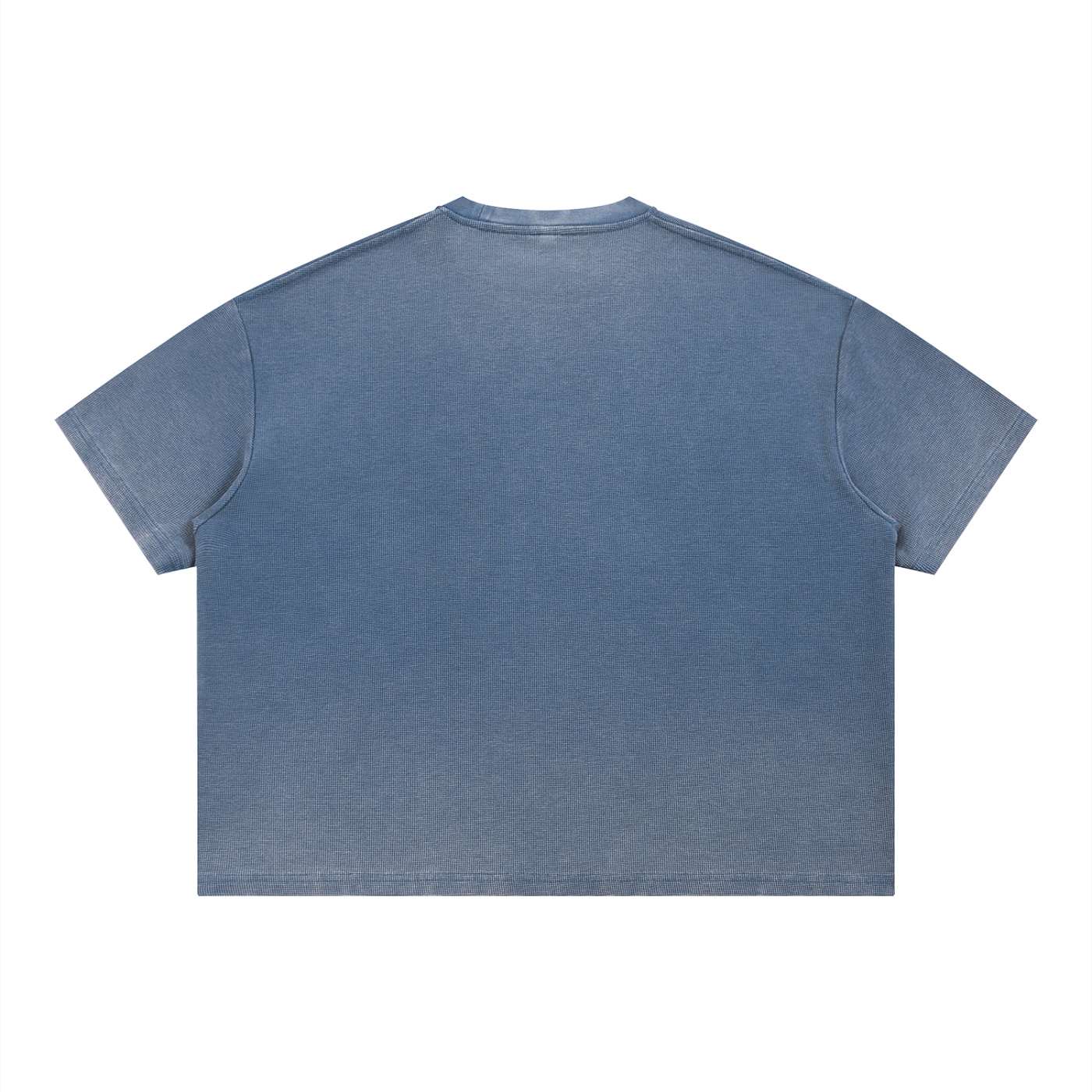 Vintage wash sunfade boxy waffle T-shirt by RAREBINO featuring a relaxed fit and faded fabric texture.