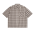 Boxy plaid short sleeve shirt by RAREBINO, featuring a stylish checkered pattern and relaxed fit in a casual design.