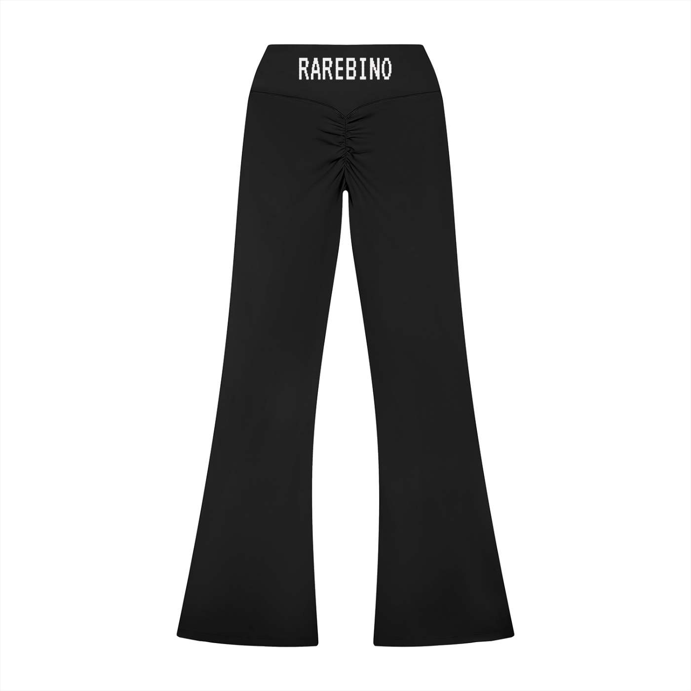 Rarebino high-rise flared leggings shown in black, featuring a fitted waist and wide flared legs for a stylish, comfortable fit.