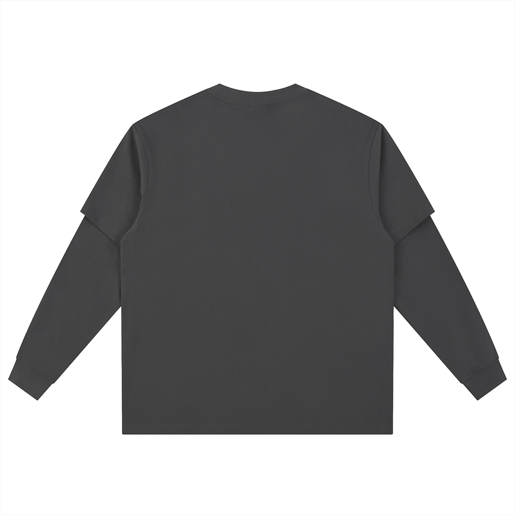 Layered long sleeve oversized tee by RAREBINO, featuring a relaxed fit with multiple fabric layers and a casual style.