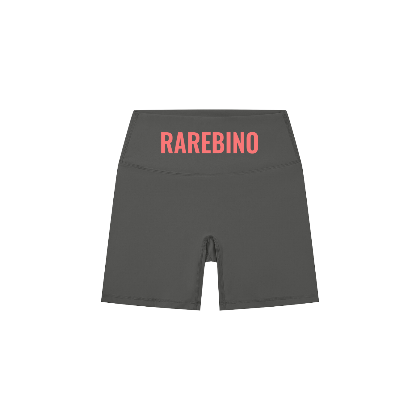 Black high-waisted biker shorts by RAREBINO, form-fitting with a smooth elastic waistband, shown on a mannequin.