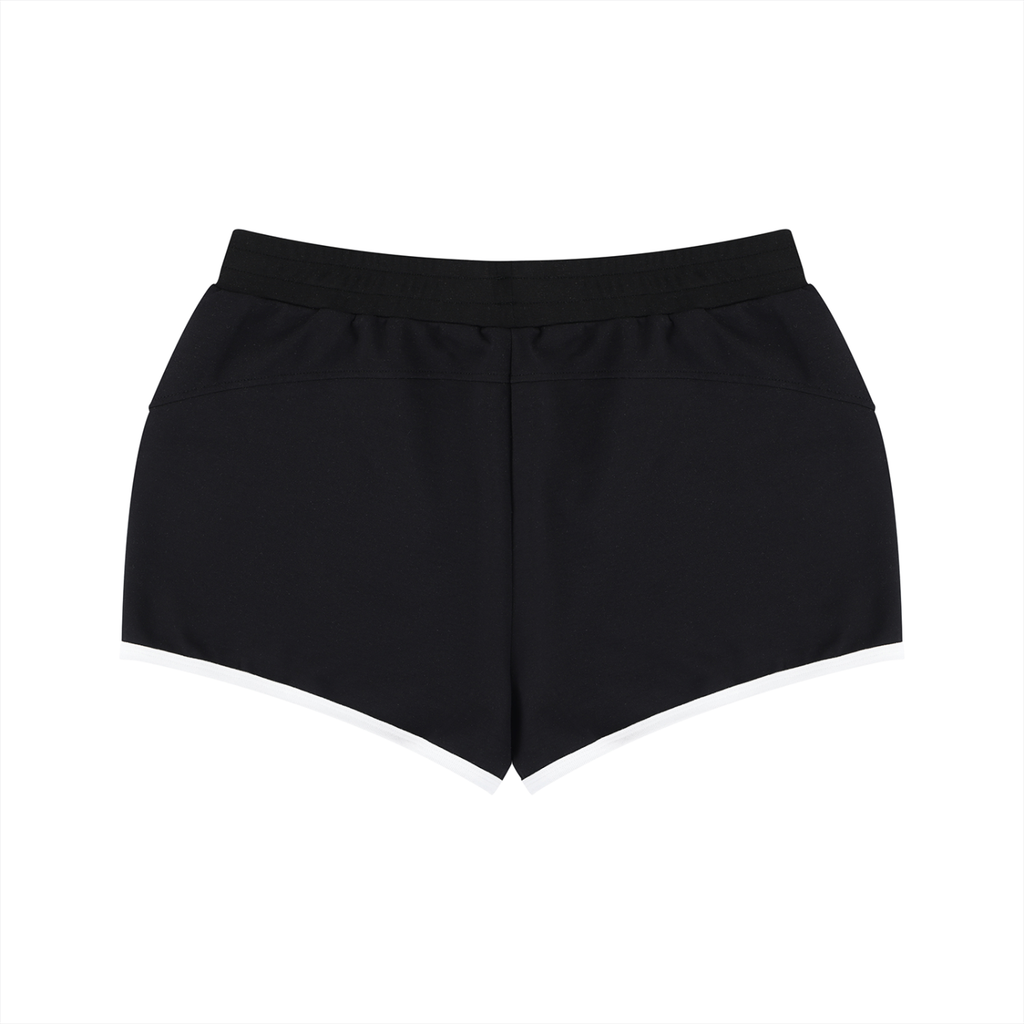 Women's retro contrast binding shorts by RAREBINO, featuring high-waisted design with stylish color-blocked accents.