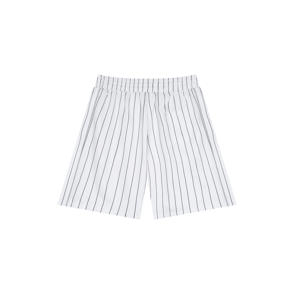 Striped loose-fit shorts by RAREBINO featuring a relaxed design and bold horizontal stripe pattern on lightweight fabric.