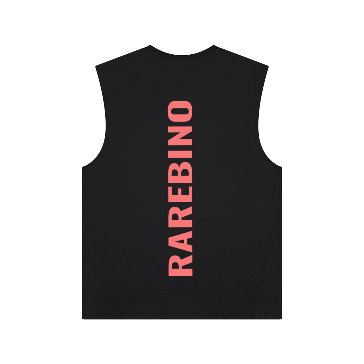 RAREBINO Performance Tank Top for men, lightweight athletic sleeveless shirt with moisture-wicking fabric, close-up view of front design