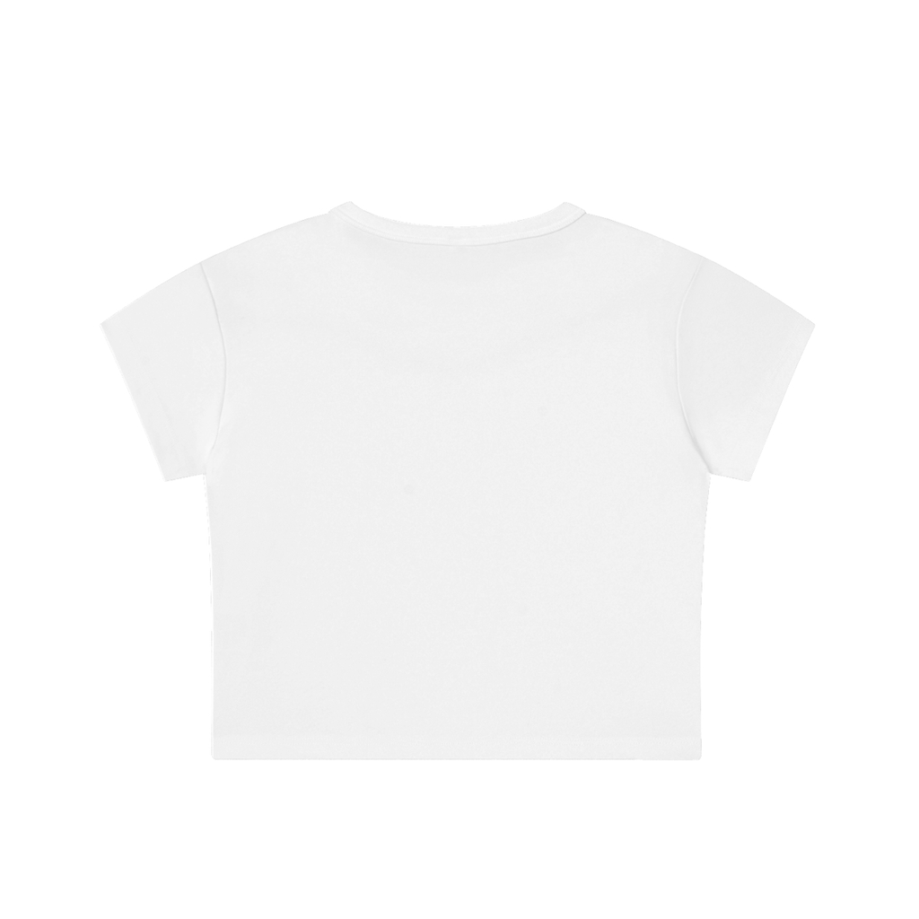 Snow Washed Crop Top by RAREBINO, featuring a relaxed fit with a soft, faded wash finish and short sleeves.