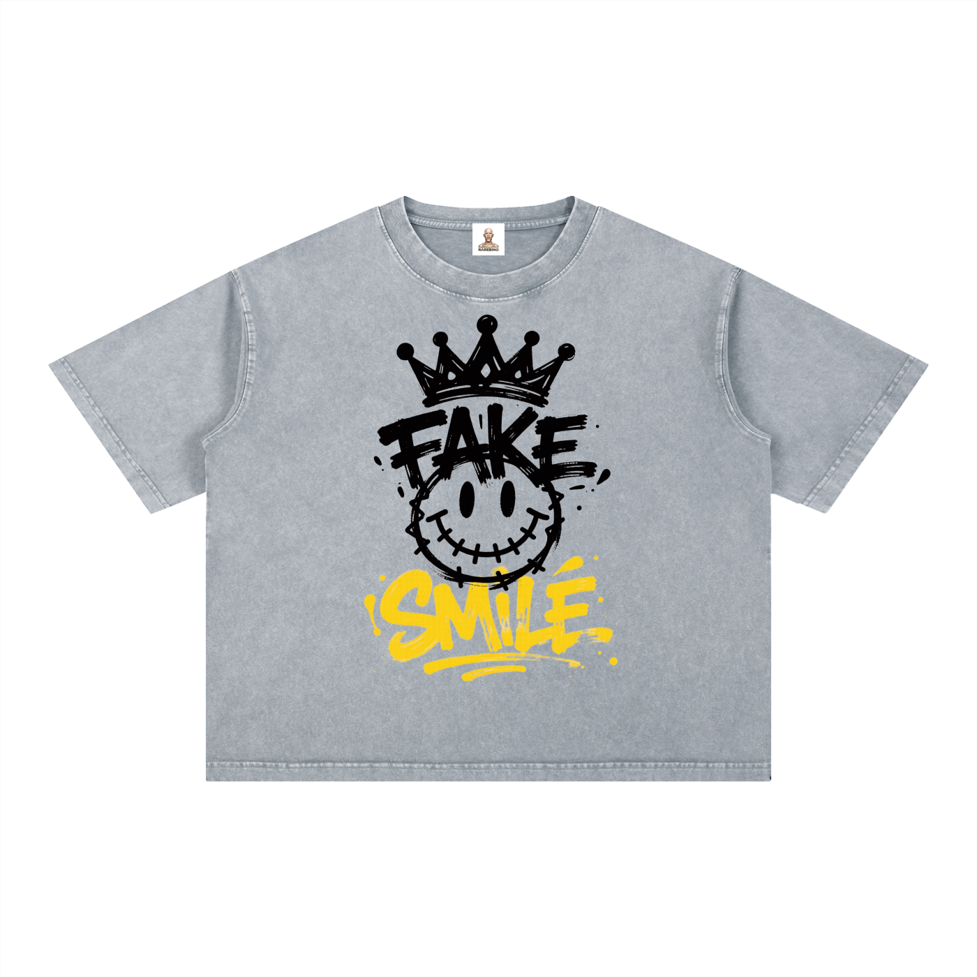 Rarebino Mineral Wash Boxy Cotton T-Shirt displayed flat with a relaxed fit and soft mineral wash finish.