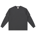 Layered long sleeve oversized tee by RAREBINO featuring a relaxed fit and layered design, shown in a neutral color.