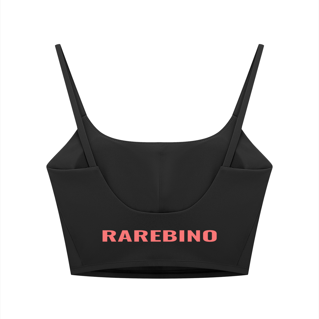 Women's solid color sports bra by RAREBINO, featuring a comfortable fit and supportive design for active wear.
